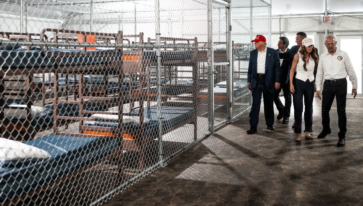 Doug Mills (@dougmillsnyt) on Twitter photo .<a href="/POTUS/">President Donald J. Trump</a> with Department of Homeland Security Secretary Kristi Noem and Fl. Governor Ron DeSantis during a visit to 'Alligator Alcatraz’, during the opening of the swampy Everglades detention center for illegal aliens in Florida. .<a href="/POTUS/">President Donald J. Trump</a> with Department of Homeland Security Secretary Kristi Noem and Fl. Governor Ron DeSantis during a visit to 'Alligator Alcatraz’, during the opening of the swampy Everglades detention center for illegal aliens in Florida.