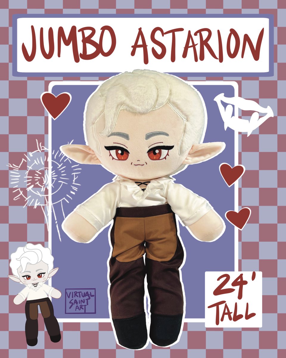 virtualsaintart's tweet image. Jumbo Astarion plush is now available on my Etsy shop (virtualsaint.etsy.com). This Baldur's Gate 3 fan-made plush was crafted using high-quality soft fabric and features detailed embroidery #astarion #astarionplush #jumboastarion #bg3 #bg3plush #BaldursGate3