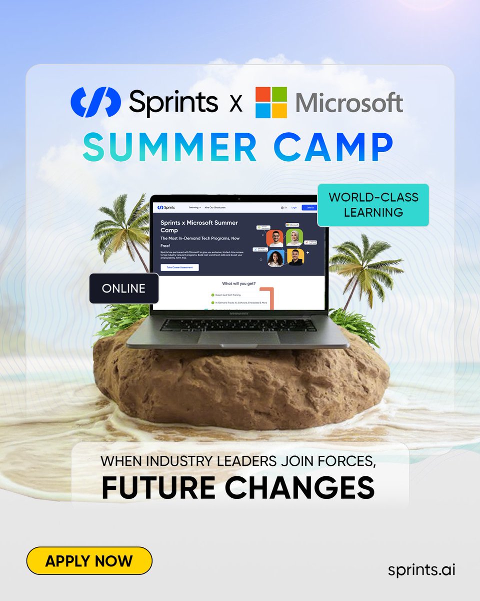 Sprints x <a href="/Microsoft/">Microsoft</a> are turning up the heat this summer! ☀️

Your FREE ticket to real tech skills is here.
💻 Learn at your own pace
🎓 Get expert-led training
📜 Earn a certificate from Sprints &amp; Microsoft
Ready to break into tech?

👉 Apply now: sprints.ai/en-eg/Sprints-…