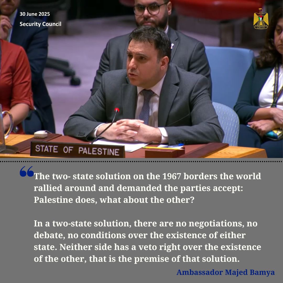 At the Security Council debate on the implementation of resolution 2334, Ambassador Majed Bamya explained: