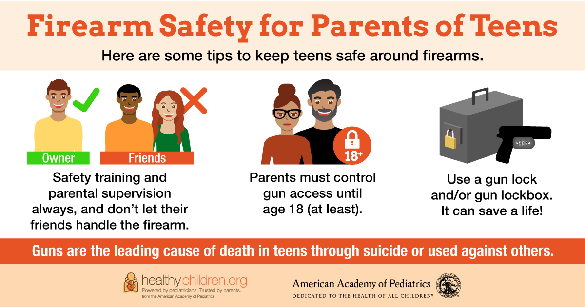 ServeAtRiskFam's tweet image. Although gun violence prevention month is over, our work continues. Here are some tips from the American Academy of Pediatrics on keeping your teens safe around firearms. #GUNviolence #Prevention #SafetyFirst