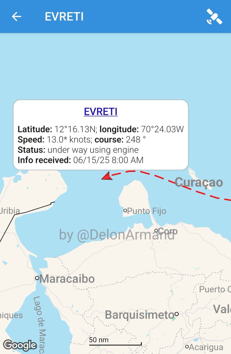 DelonArmand's tweet photo. Tanquero EVRETI arriba a Venezuela en Junio 15 y apaga transponder, haciendole seguimiento en este momento se encuentra en Iran (spoofing), el régimen izquierdista venezolano en sus habituales actividades ilegales
#tankers #Crudeoil #Crude #Oil
⬇️
https://t.co/KvoraiWX53 https://t.co/nTVAIKf1J4