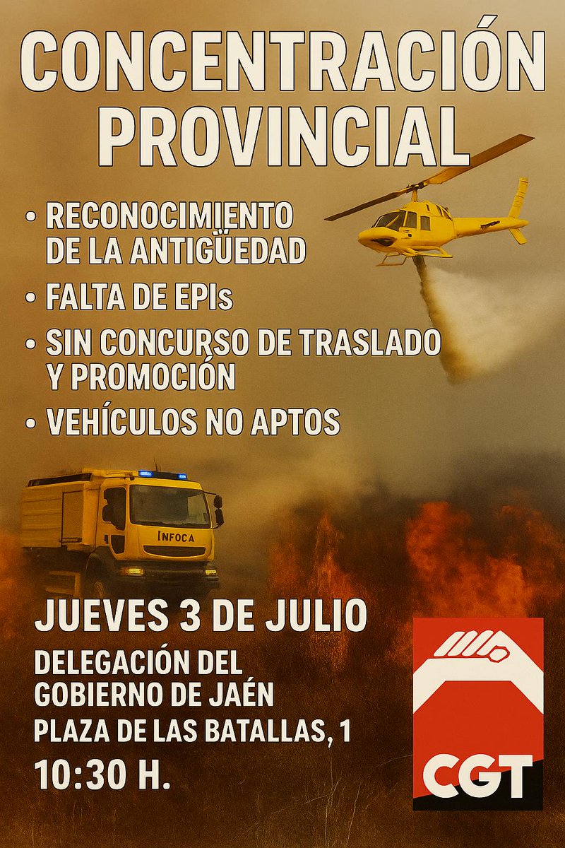 CGT AMAYA ANDALUCIA (@cgtamaya) on Twitter photo Jueves 3 de Julio seguimos con el calendario de movilizaciones.
A las 10:30 Horas en la Delegación de Gobierno de Jaén, Plaza de las Batallas,1
Ya está bien de mentiras <a href="/antoniosanz/">Antonio Sanz Cabello</a> y <a href="/AndaluciaJunta/">Junta de Andalucía</a>
Hacemos un llamamiento a tod@s para seguir luchando por nuestros Derechos. ✊ Jueves 3 de Julio seguimos con el calendario de movilizaciones.
A las 10:30 Horas en la Delegación de Gobierno de Jaén, Plaza de las Batallas,1
Ya está bien de mentiras <a href="/antoniosanz/">Antonio Sanz Cabello</a> y <a href="/AndaluciaJunta/">Junta de Andalucía</a>
Hacemos un llamamiento a tod@s para seguir luchando por nuestros Derechos. ✊