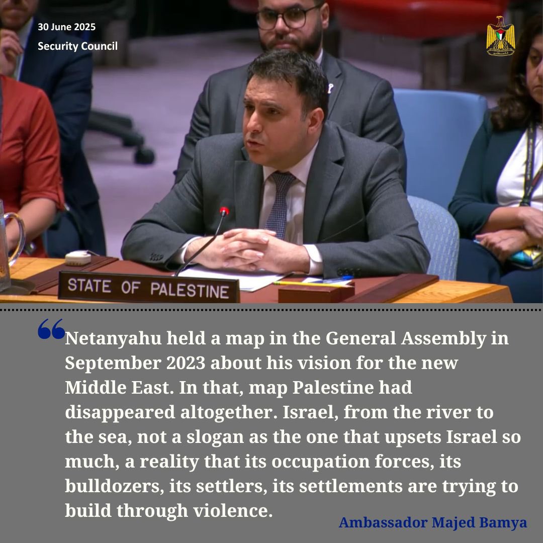 At the Security Council debate on the implementation of resolution 2334, Ambassador Majed Bamya explained: