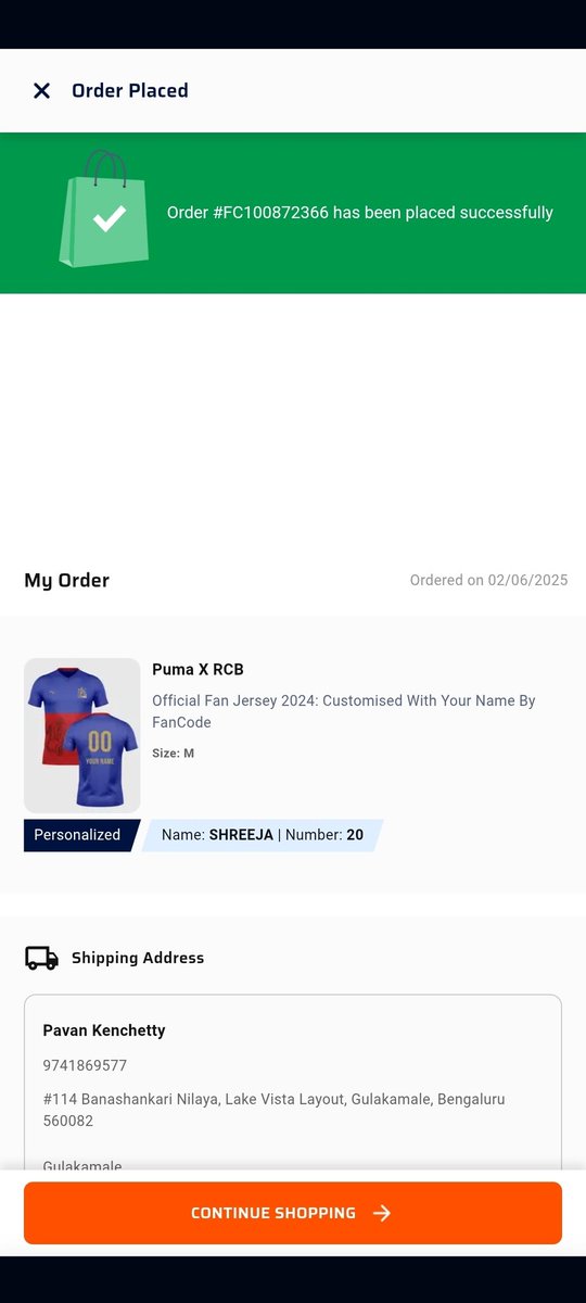 nihal_pavan's tweet photo. Adding the attachment of the order details. 
@jagograhakjago @FanCode https://t.co/XkhUnbPNNN