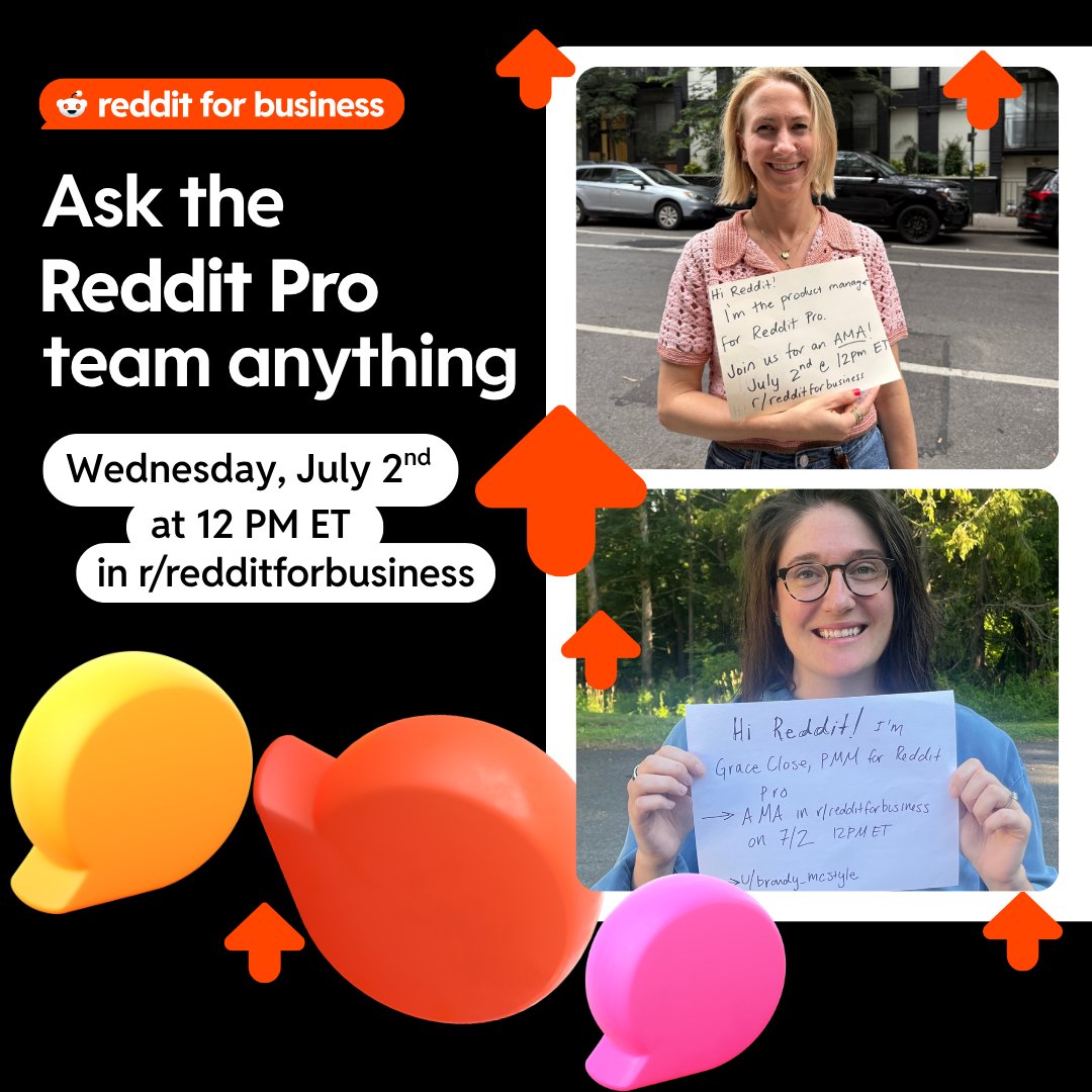 RedditforBiz's tweet image. Hi Reddit, we’re the Reddit Pro team, and we’re here to chat about how Reddit Pro can help your business grow! Ask us anything on Wednesday, July 2 at 12 PM ET in r/redditforbusiness: reddit.com/r/RedditforBus…