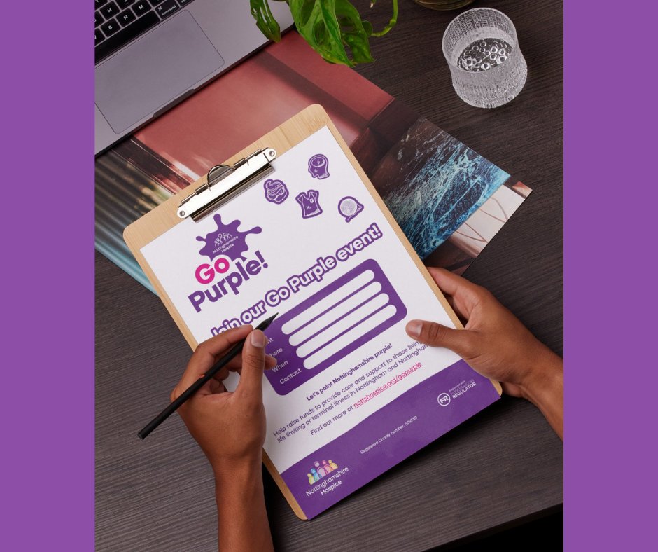 ⏳ Time to go purple! ⏳

Go Purple is happening this July - don’t miss your chance to wear it, make it, think it, bake it for a fantastic cause!

Grab your fundraising pack and get ready to have fun while making a difference to our patients!
nottshospice.org/gopurple/