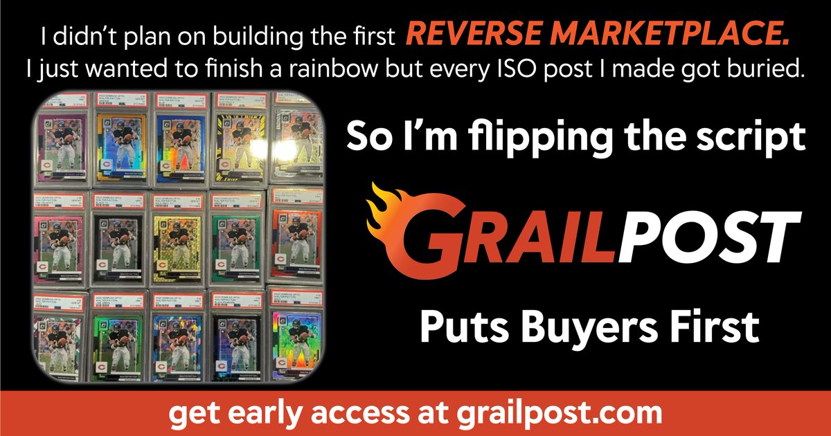 I didn’t plan on building a reverse marketplace.

I just wanted to finish a rainbow. 

But every ISO post I made got buried.

So I flipped the script.🔥 GrailPost puts buyers first.

You post what you want.

Sellers come to you.
👉 grailpost.com
#grailpost #thehobby