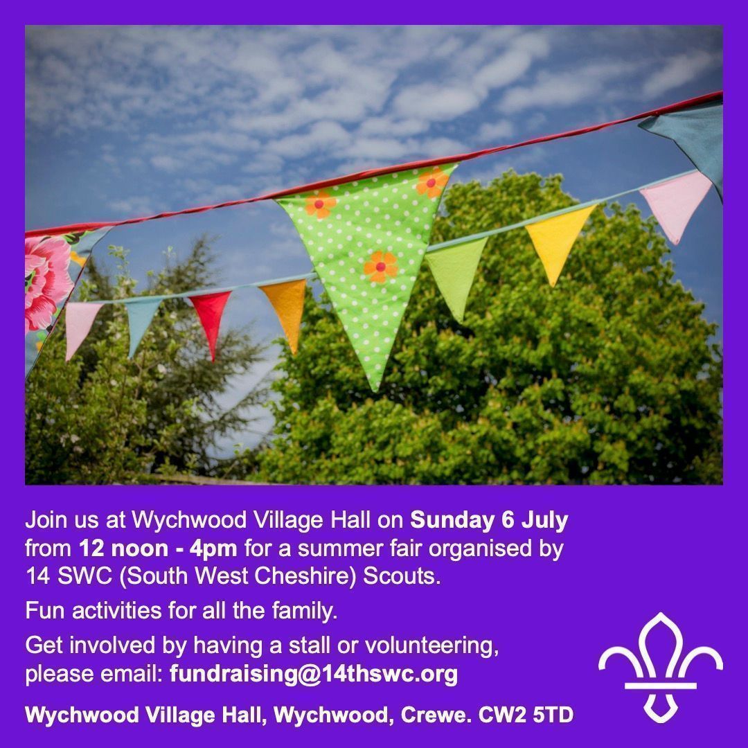 14th SWC Scouts (@14thswc) on Twitter photo ๐ Summer Fair โ Sunday 6 July! ๐
Join us at Wychwood Village Hall from 12 noon to 4pm for an afternoon of fun hosted by us!
๐ Family-friendly activities
๐ช Stalls & games
โ๏ธ A great day out for all ages
Want to run a stall or help out?
๐ง Email us at fundraising@14thswc.org ๐ Summer Fair โ Sunday 6 July! ๐
Join us at Wychwood Village Hall from 12 noon to 4pm for an afternoon of fun hosted by us!
๐ Family-friendly activities
๐ช Stalls & games
โ๏ธ A great day out for all ages
Want to run a stall or help out?
๐ง Email us at fundraising@14thswc.org