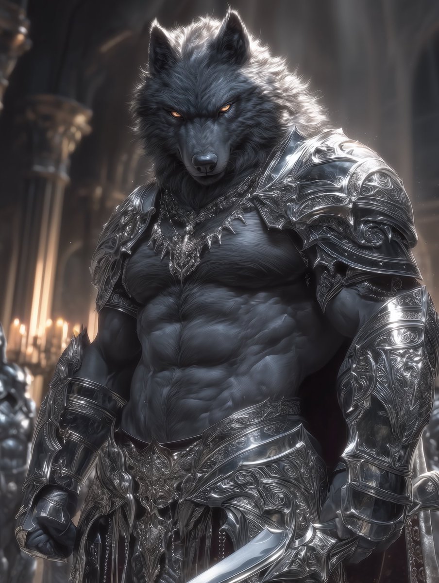 🐺屈強な黒いオオカミの戦士💪🗡️
“robust black wolf warrior”
#AIart #furry #kemono #ケモノ #獣人