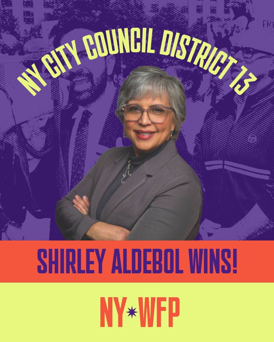 NYWFP's tweet image. VICTORY 💜 @shirley4council WINS PRIMARY FOR CITY COUNCIL