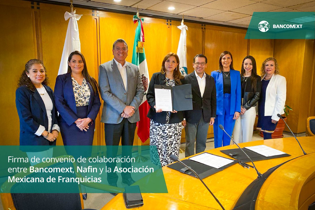 Bancomext (@bancomext) on Twitter photo Con el objetivo de impulsar el desarrollo de las #MiPyMEs del sector franquiciatario en #México🇲🇽, <a href="/bancomext/">Bancomext</a>, <a href="/NafinOficial/">Nacional Financiera</a> y <a href="/FranquiciasAMF/">Asociación Mexicana de Franquicias</a> firmaron un convenio de colaboración. Con el objetivo de impulsar el desarrollo de las #MiPyMEs del sector franquiciatario en #México🇲🇽, <a href="/bancomext/">Bancomext</a>, <a href="/NafinOficial/">Nacional Financiera</a> y <a href="/FranquiciasAMF/">Asociación Mexicana de Franquicias</a> firmaron un convenio de colaboración.