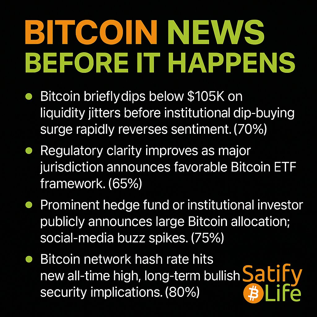 SatifyLife's tweet photo. 🚨 BITCOIN NEWS before it happens?
July's shaping up fast:
• Institutional buys
• Hash rate records
• Sub-$100K dip → $200K moonshot?
Stay ahead of the signal.
Speculative Forecast. Not Investment Advice.
📡 #Bitcoin #SatifyLife #CryptoIntel #News https://t.co/sZtjozhu8w