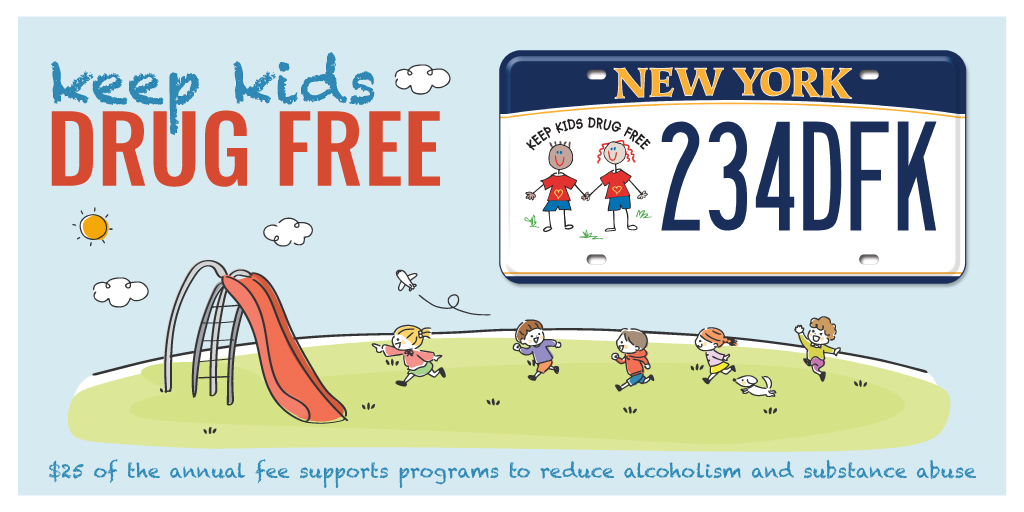 You can show your support for steering children away from drugs with a custom plate, all while aiding programs to reduce alcohol and substance abuse. Learn more: dmv.ny.gov/plates/keep-ki… #NYSDMV