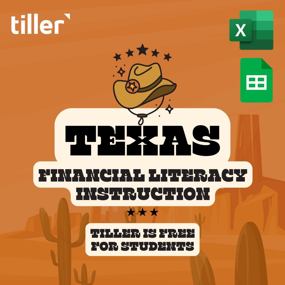 Howdy #ISTElive Texas recently became the 29th state to require financial literacy instruction. 

At Tiller we know how important it is for young adults to get off on the right foot with managing their money. Tiller can help. 

We offer FREE student accounts to allow them to sync