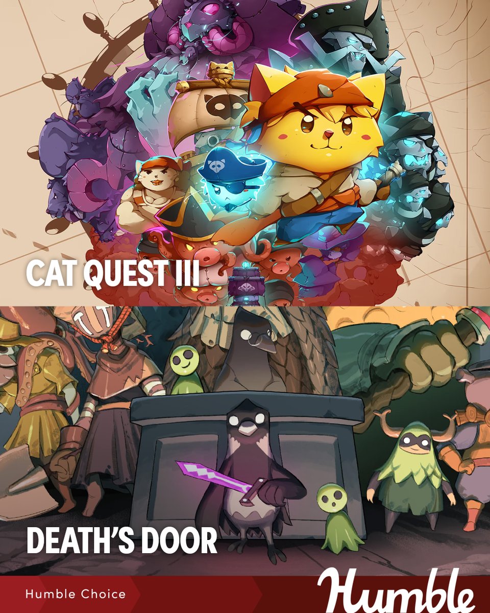 humble's tweet image. Humble Choice for July has landed! Jump into a variety of titles like:
- Warhammer 40,000: Rogue Trader
- Cat Quest 3
- Daemon X Machina
- Death’s Door
- and more! Supports @CovenantHouse | bit.ly/3TiAqHD