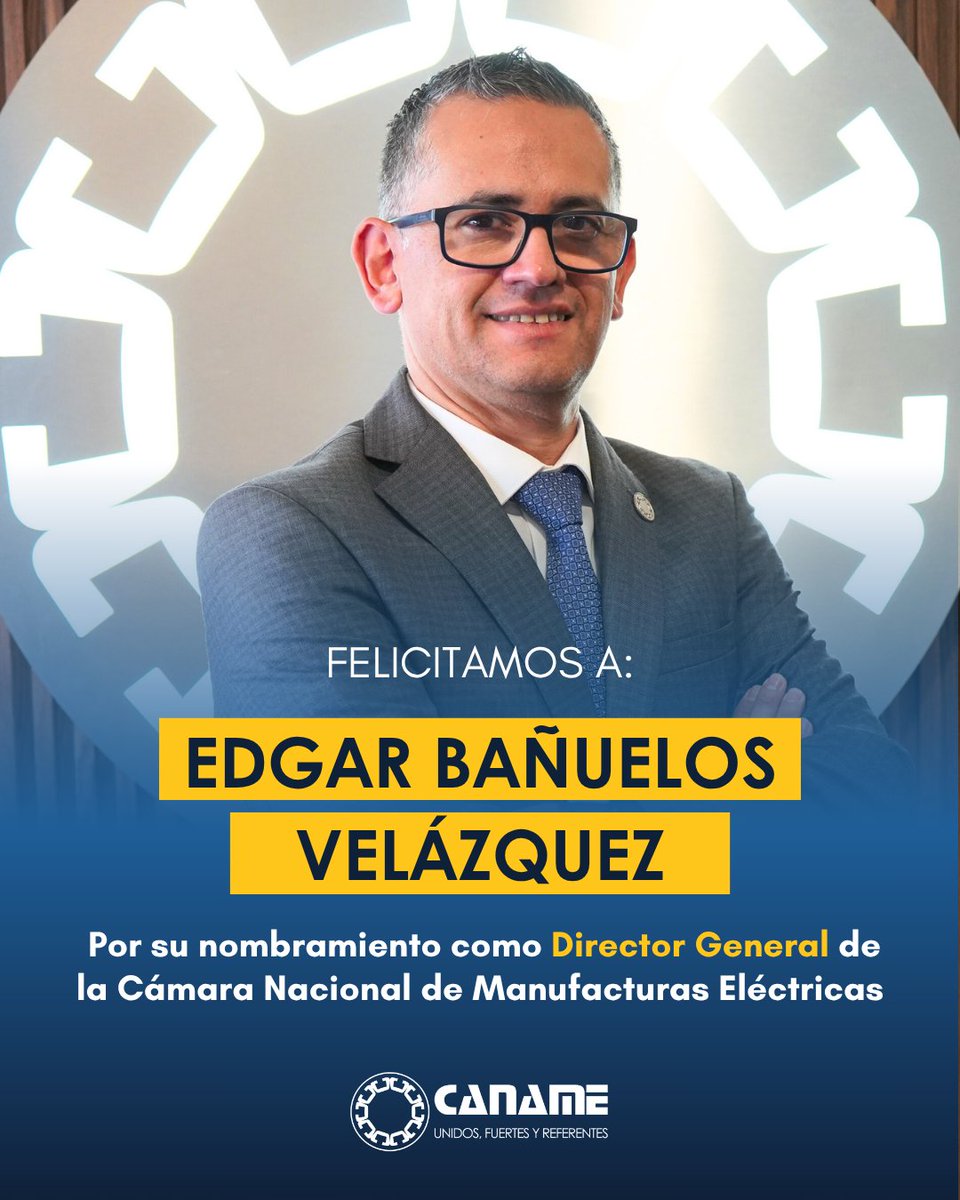 CANAME (@canamemx) on Twitter photo En CANAME, nos complace anunciar que el Mtro. Edgar Bañuelos Velázquez (<a href="/Edgar_BaVe/">Edgar Bañuelos</a>) asume la Dirección General de nuestra Cámara. Su sólida trayectoria en el sector energético y su profundo conocimiento de nuestra organización fortalecen esta nueva etapa de liderazgo.
Confiamos En CANAME, nos complace anunciar que el Mtro. Edgar Bañuelos Velázquez (<a href="/Edgar_BaVe/">Edgar Bañuelos</a>) asume la Dirección General de nuestra Cámara. Su sólida trayectoria en el sector energético y su profundo conocimiento de nuestra organización fortalecen esta nueva etapa de liderazgo.
Confiamos