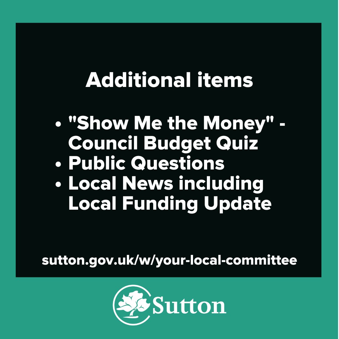 Carshalton &amp; Clockhouse Local Committee

Find out about local opportunities, activities and services and hear from @Sutt about updates on local works and the work of the new multi agency safeguarding panel.

Find out more: sutton.gov.uk/w/your-local-c…