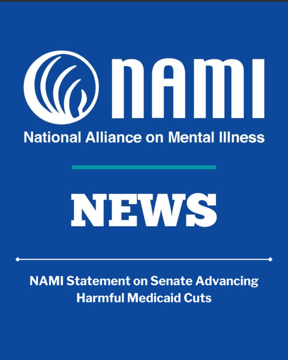 NAMI (@namicommunicate) on Twitter photo The Senate just passed a bill that slashes Medicaid — threatening access to mental health care for millions. NAMI calls on the House to reject these cuts.
“There is nothing beautiful about stripping millions of Americans of their health coverage.” — <a href="/DanGillison/">Dan Gillison</a> , NAMI CEO
📰 The Senate just passed a bill that slashes Medicaid — threatening access to mental health care for millions. NAMI calls on the House to reject these cuts.
“There is nothing beautiful about stripping millions of Americans of their health coverage.” — <a href="/DanGillison/">Dan Gillison</a> , NAMI CEO
📰