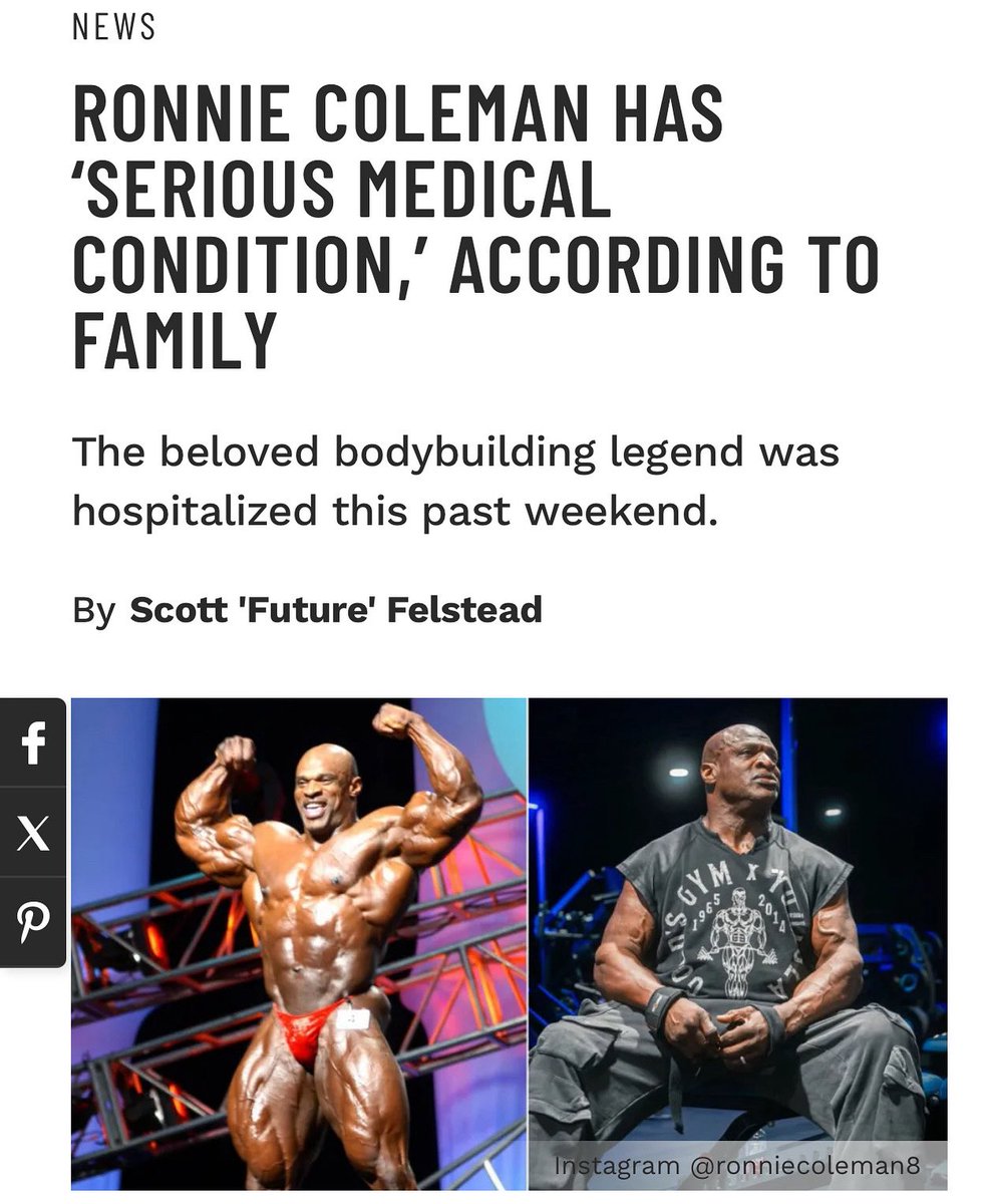 muscle_fitness (@muscle_fitness) on Twitter photo RONNIE COLEMAN HAS ‘SERIOUS MEDICAL CONDITION,’ ACCORDING TO FAMILY
The beloved bodybuilding legend was hospitalized this past weekend.
By Scott 'Future' Felstead
<a href="/seen_everywhere/">Dennis Beethoven</a>
Read Article
muscleandfitness.com/flexonline/fle…
#ronniecoleman #bodybuildingnews #legend #getwellsoon RONNIE COLEMAN HAS ‘SERIOUS MEDICAL CONDITION,’ ACCORDING TO FAMILY
The beloved bodybuilding legend was hospitalized this past weekend.
By Scott 'Future' Felstead
<a href="/seen_everywhere/">Dennis Beethoven</a>
Read Article
muscleandfitness.com/flexonline/fle…
#ronniecoleman #bodybuildingnews #legend #getwellsoon