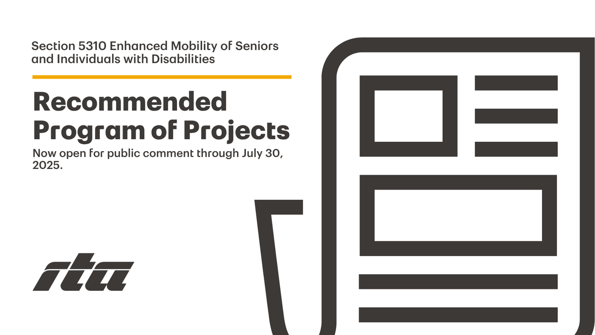 🔔 The RTA has released a recommended program of projects for the Section 5310 Enhanced Mobility of Seniors and Individuals with Disabilities Program. 

Review the projects and submit your public comment now through July 30, 2025: rtachicago.org/region/section…