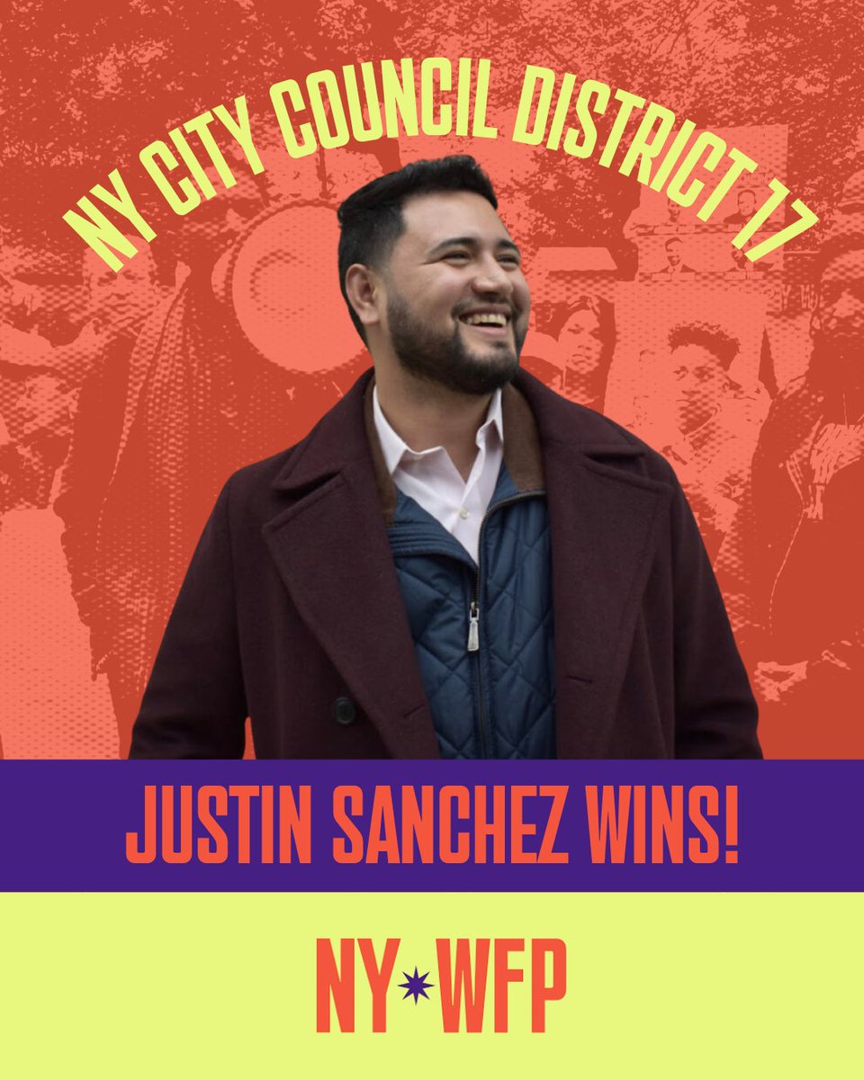 NYWFP's tweet image. VICTORY 🙌 Justin Sanchez wins primary for city council