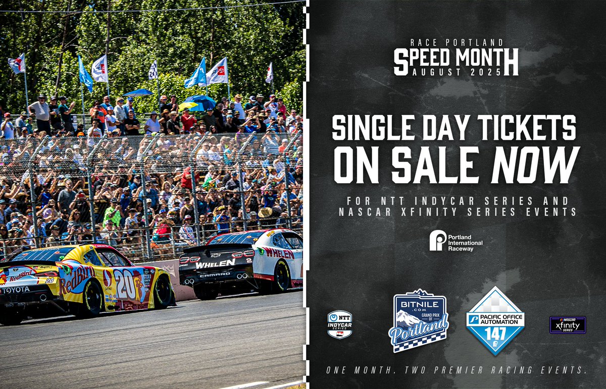 Race Portland (@race_portland) on Twitter photo NEWS | Single Day tickets on sale NOW for 2025 <a href="/IndyCar/">NTT INDYCAR SERIES</a> and <a href="/NASCAR_Xfinity/">NASCAR Xfinity</a> race weekends at <a href="/portlandraceway/">Portland Intl Raceway</a>
π° Learn more: rebrand.ly/d752d0
ποΈ Buy tickets: portlandgp.evenue.net
#PortlandGP / #NASCARPortland NEWS | Single Day tickets on sale NOW for 2025 <a href="/IndyCar/">NTT INDYCAR SERIES</a> and <a href="/NASCAR_Xfinity/">NASCAR Xfinity</a> race weekends at <a href="/portlandraceway/">Portland Intl Raceway</a>
π° Learn more: rebrand.ly/d752d0
ποΈ Buy tickets: portlandgp.evenue.net
#PortlandGP / #NASCARPortland