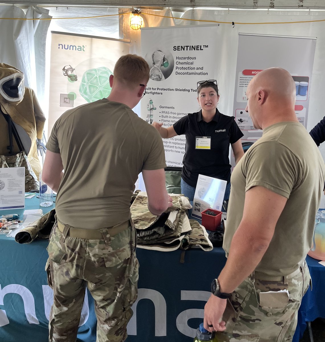 numattech's tweet photo. #Numat was thrilled to participate in the 2025 Chemical Biological Operational Assessment (CBOA) at Fort Dix, where we showcased breakthrough MOF-enabled protective technologies designed to safeguard #warfighters against threats, both today and tomorrow.

At the #CBOA event,💡we highlighted our next-generation reactive garments and respiratory protection systems powered by SNTL®, our advanced #MOF platform purpose-built for chemical and biological defense.

Our SENTINEL Technologies:
✔️ Captures and destroys chemical warfare agents
✔️ PFAS-free and non-toxic
✔️ Lightweight, low-burden material
✔️ Drop-in enhancement for carbon or zeolite filters

As battlefield threats evolve, so must the materials that protect those on the front lines. Our mission is to deliver lighter, smarter, and more effective protection through science that performs in the most extreme environments.

We are proud to support the #defense and first responder communities with innovations that are transforming personal protective equipment. 

Learn more about our innovative solutions. 👉 https://t.co/fKVSpABxmF

#CBOA2025 #WarfighterProtection #CBRN #MOFtechnology #DefenseInnovation #ProtectiveEquipment #MissionCritical #Numat #Numattech