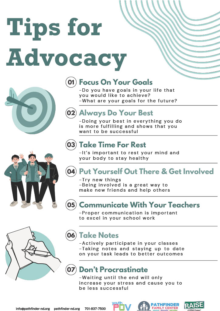 The Youth Point of View (POV) team from The Pathfinder Services of ND created a peer resource on Tips for Advocacy simple, powerful advice from youth for youth. Check out their guide and start building your advocacy skills today: bit.ly/4nkvQq2 @RAISECenter