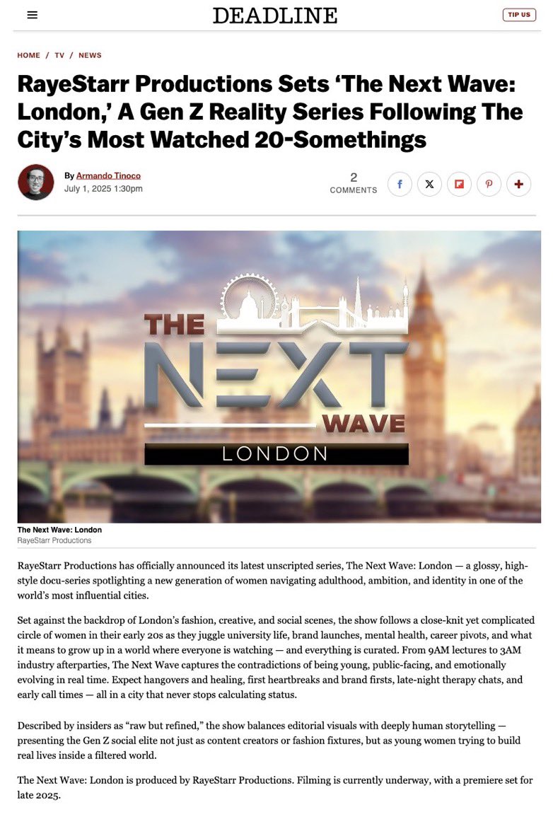 PressandMess's tweet image. 🚨Every era has its wave. This one’s Gen Z — and they don’t need permission.🚨
The Next Wave: London 🌊is officially underway — and the it-girls of the new generation are here to do more than influence. @RayeStarrLLC
📲 Tap in + read the full Deadline exclusive. #PRESSANDMESS