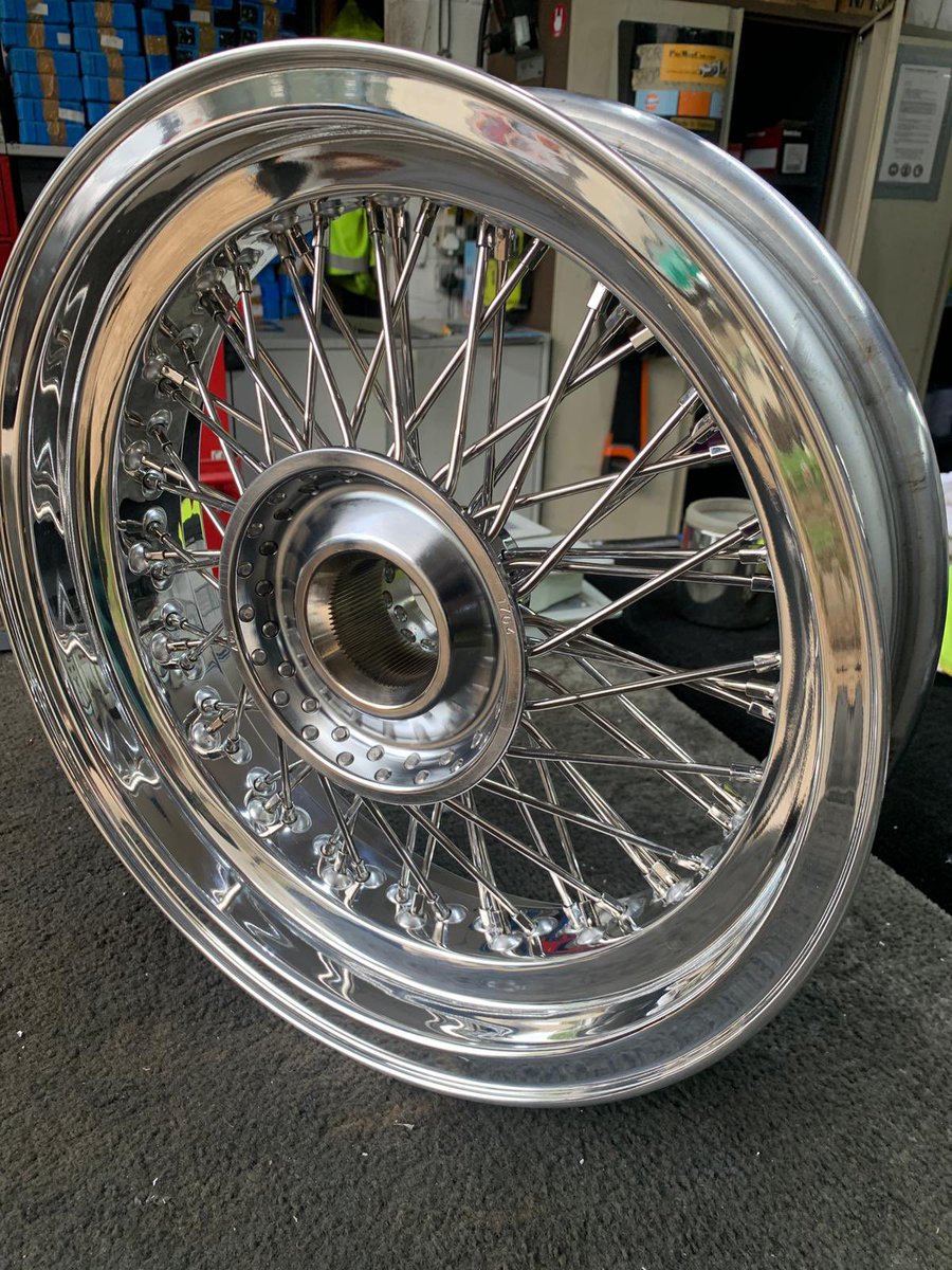 turrinowheels's tweet photo. MG TC 4.5”x16” alloy polished chrome center 60 spokes in stainless steel 
Very tricky pattern as the spokes are so close to each other.
#turrinowheels #turrinowirewheels #turrino #wheels #wirewheels #alloywheels #alloyrims #custom #bespoke #handmade #wheelsofinstagram #wheelgram https://t.co/RWTjJjkEPF