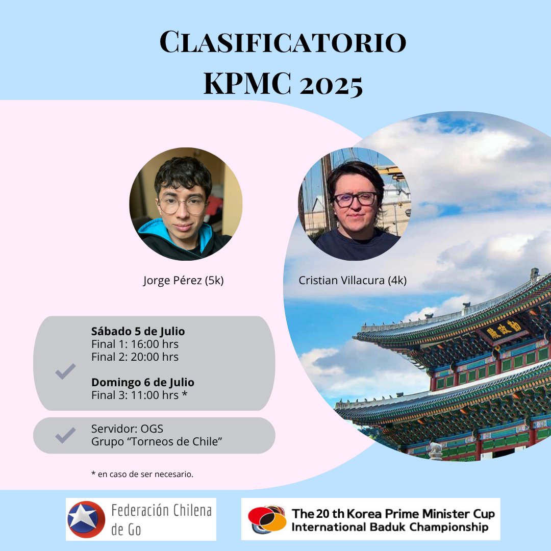 fechgo's tweet image. Este fin de semana se jugará el Clasificatorio para elegir al representante Chileno que participará en el KPMC 2025.

Toda la info en nuestro sitio web!

igochile.cl/igochile2/clas…