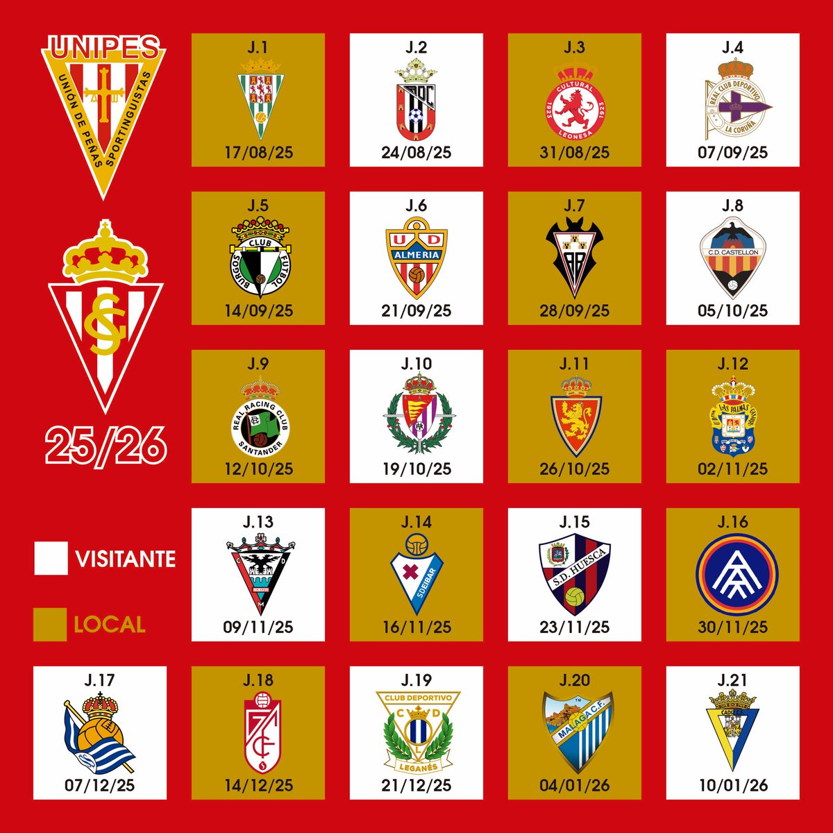 UNIPES's tweet photo. 📆 Calendario completo @RealSporting 2025/2026

#PuxaSporting https://t.co/LSipT0GSAz