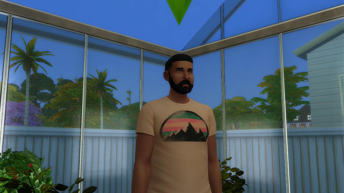 TheSims4it's tweet image. Bug? Plants and Sims appear dark inside rooms made entirely of glass walls 😢