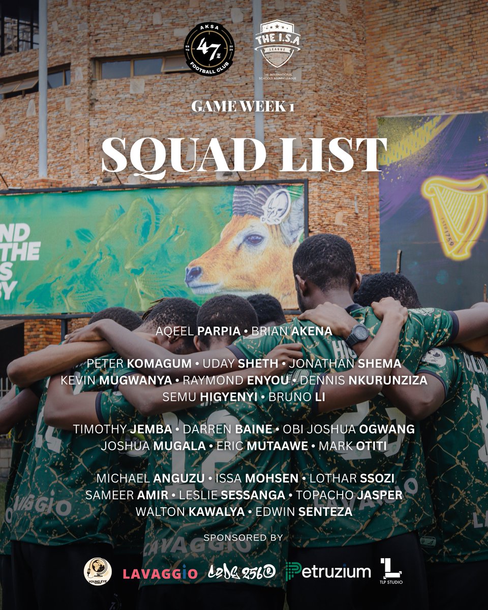 The squad list for ISAL2 Game Week 1. 

#ISAL2 | #UpThe47z