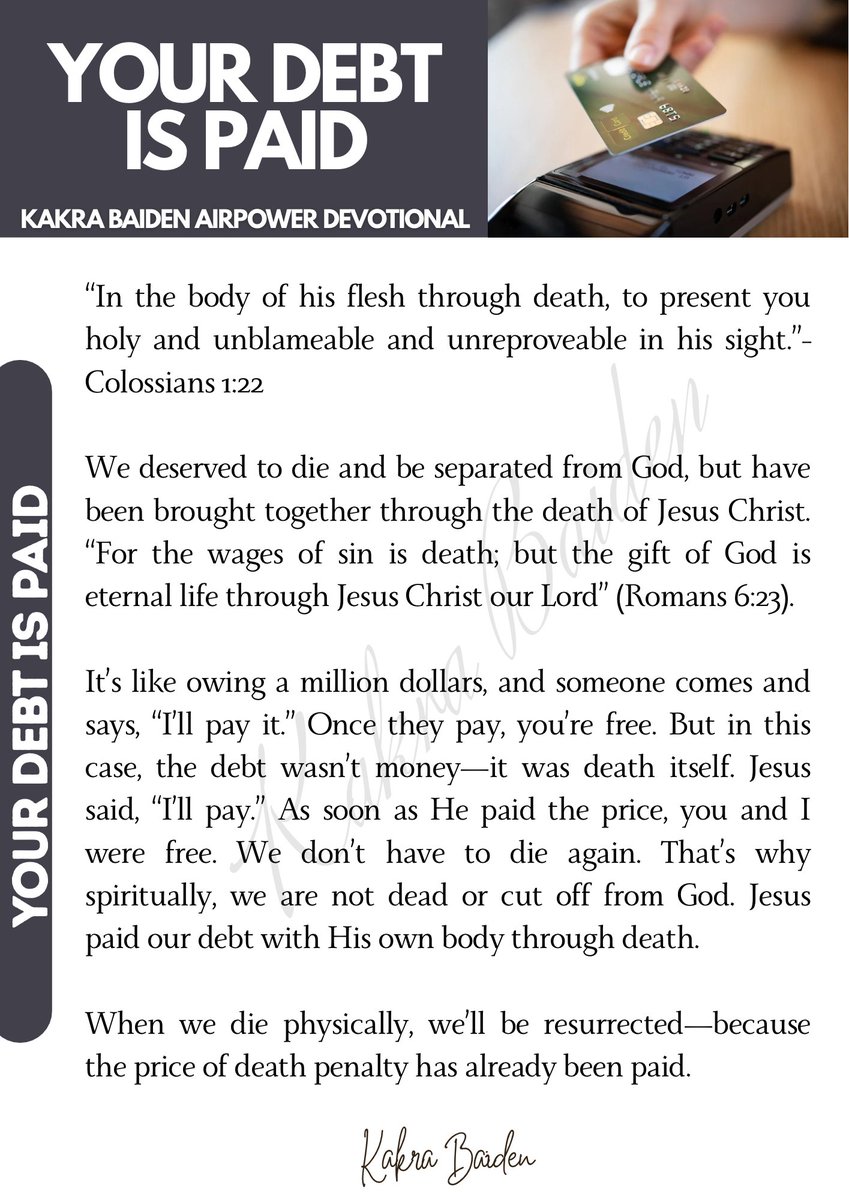YOUR DEBT IS PAID

#kakrabaiden #devotional #daily