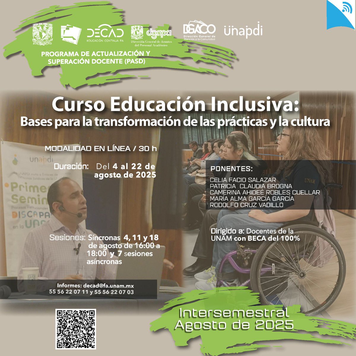 Curso Educación Inclusiva: Bases para la transformación de las prácticas y cultura.
💻 Taller en línea dirigido a docentes de la una #UNAM
🗓️ 4 al 22 de agosto
ℹ️ arquitectura.unam.mx/academia/decad…
#FESI