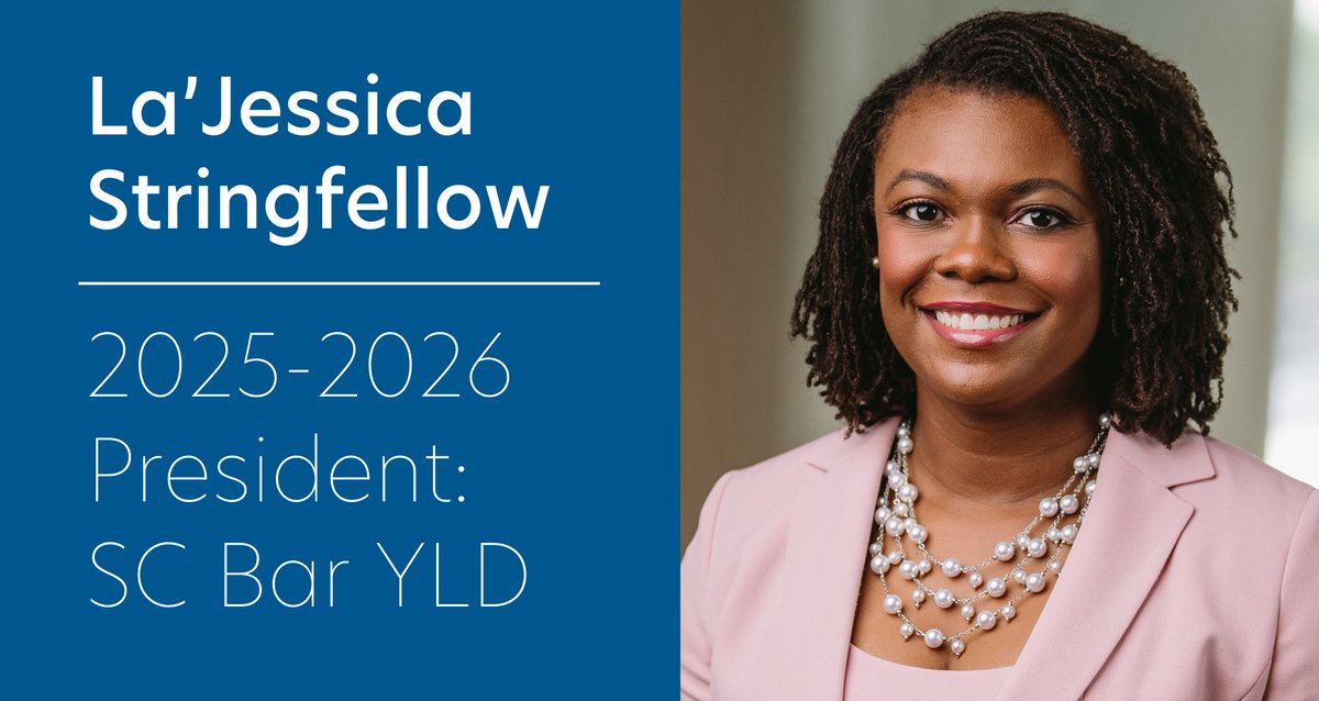 Today marks the beginning of La'Jessica Stringfellow's term as President of the <a href="/SCBarYLD/">SC Bar YLD</a>! 
We're so proud of La'Jessica and know that she'll lead the YLD with the same passion and purpose that define her practice. Read more here: bit.ly/4nyRk2I