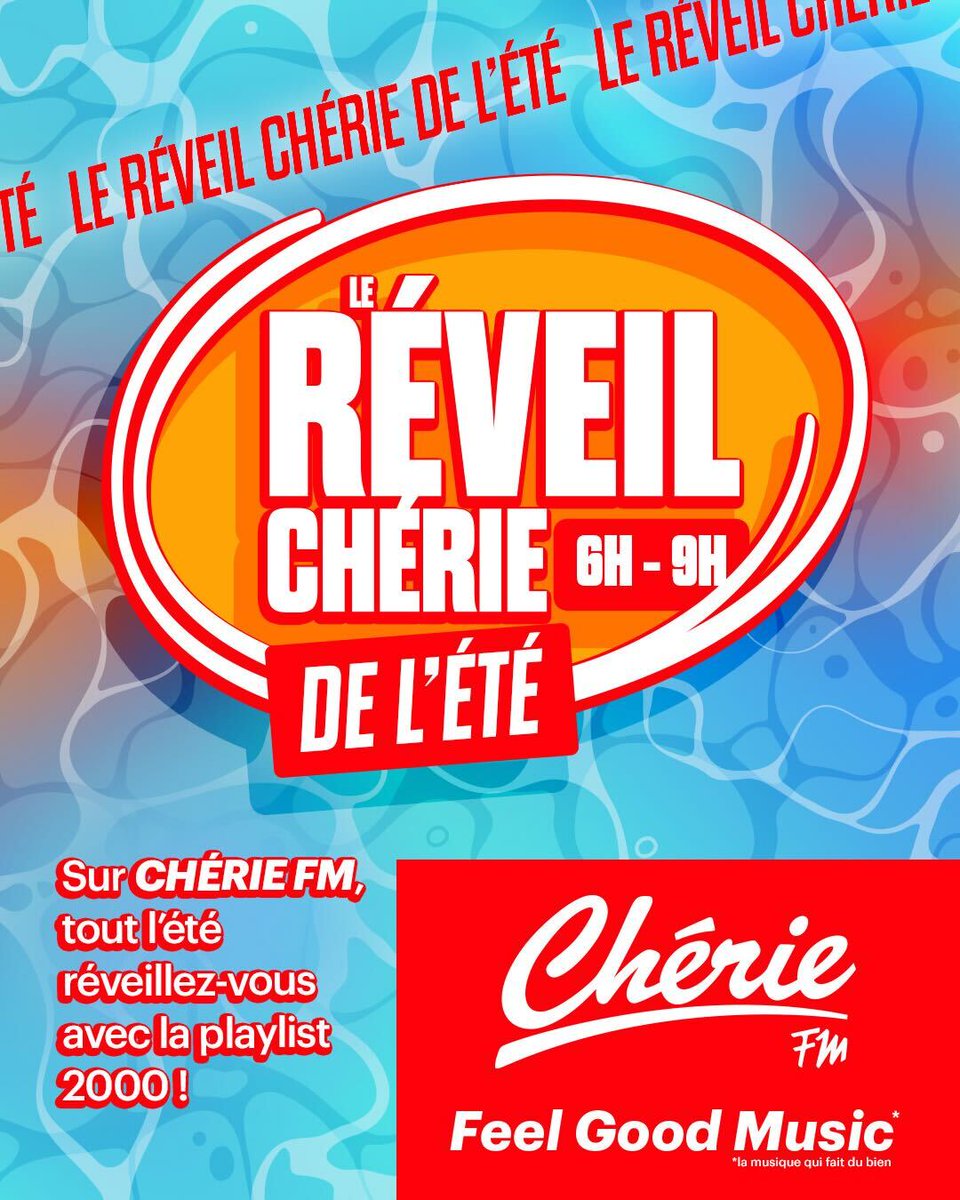Cet été, tous les matins à partir de 6h, écoutez le Réveil Chérie de l’été sur Chérie FM et sur l’App 🌞