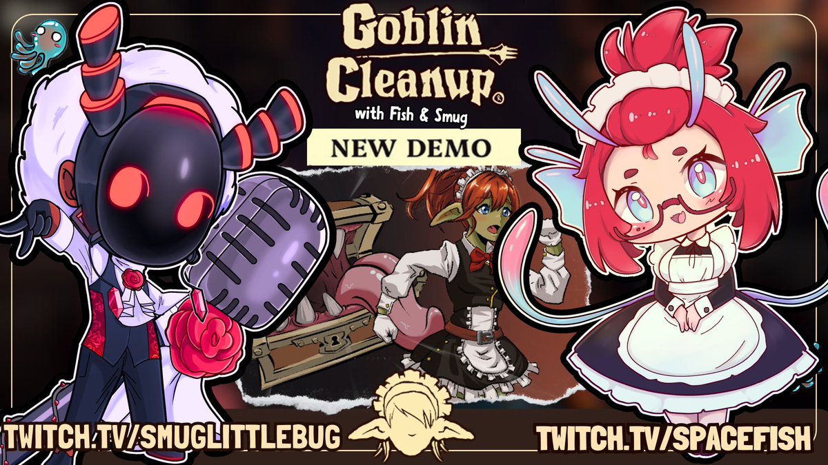 FishieCosmia's tweet image. it&apos;s cleanup time!✨🧌

we will be testing the new goblin cleanup demo update on @bug_smug &apos;s channel!
pop in an say hi ✨

🔗  twitch.tv/smuglittlebug

#goblincleanup #steamdemo #gamedemo