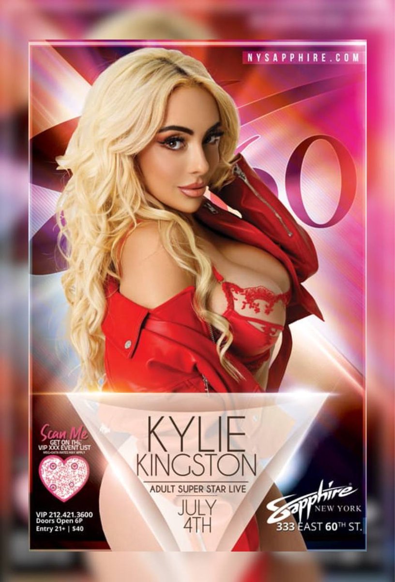 🔥 Your Independence Day just got a whole lot hotter…
Celebrate the 4th of July with Kylie Kingston LIVE at Sapphire 60 this Friday!

Get ready for an unforgettable night of fireworks, fantasy, and fun 💋
🎆 Doors open at 6PM | Entry 21+ 
📞 VIP Reservations: 212.421.3600
📍 333