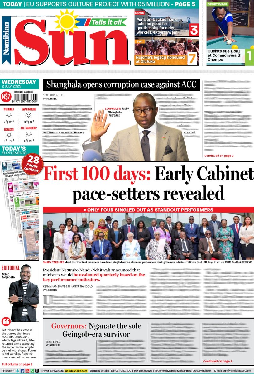 namibiansun's tweet photo. Wednesday news! https://t.co/OykvbxpN5F