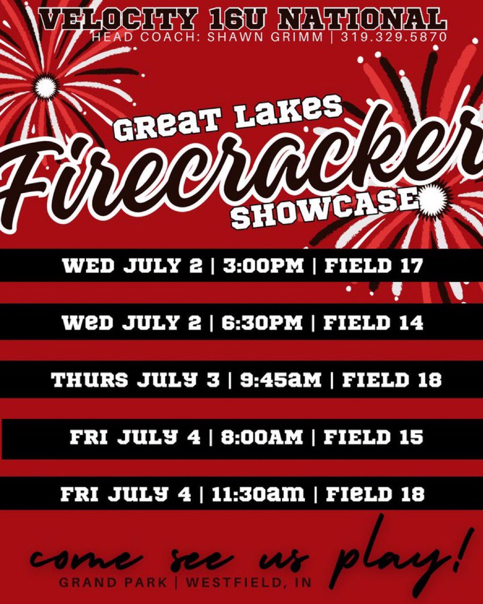 Mykenna Sturino (@msturino34) on Twitter photo Next up the Great Lakes Firecracker Showcase in Indy! Excited to play!! <a href="/Velo_Softball/">Velocity Softball</a> <a href="/Velo_16_Nat_G/">Velocity 16u National – Grimm</a> <a href="/WinonaStateSB/">WinonaState Softball</a> <a href="/NIUSoftball/">NIU Softball</a> <a href="/EIU_Softball/">Eastern Illinois Softball</a> <a href="/ValpoSoftball/">Valpo Softball</a> <a href="/UMD_Softball/">Bulldog Softball</a> <a href="/ButlerSoftball/">Butler Softball</a> <a href="/BelmontSoftball/">Belmont Softball</a> <a href="/IlliniSB/">Illinois Softball</a> <a href="/IndStSoftball/">Indiana State Softball</a> <a href="/UWOSoftball1/">UW-Oshkosh Softball</a> <a href="/uwsp_softball/">UWSP Softball</a> <a href="/WMUSoftball/">Western Michigan Softball</a> Next up the Great Lakes Firecracker Showcase in Indy! Excited to play!! <a href="/Velo_Softball/">Velocity Softball</a> <a href="/Velo_16_Nat_G/">Velocity 16u National – Grimm</a> <a href="/WinonaStateSB/">WinonaState Softball</a> <a href="/NIUSoftball/">NIU Softball</a> <a href="/EIU_Softball/">Eastern Illinois Softball</a> <a href="/ValpoSoftball/">Valpo Softball</a> <a href="/UMD_Softball/">Bulldog Softball</a> <a href="/ButlerSoftball/">Butler Softball</a> <a href="/BelmontSoftball/">Belmont Softball</a> <a href="/IlliniSB/">Illinois Softball</a> <a href="/IndStSoftball/">Indiana State Softball</a> <a href="/UWOSoftball1/">UW-Oshkosh Softball</a> <a href="/uwsp_softball/">UWSP Softball</a> <a href="/WMUSoftball/">Western Michigan Softball</a>
