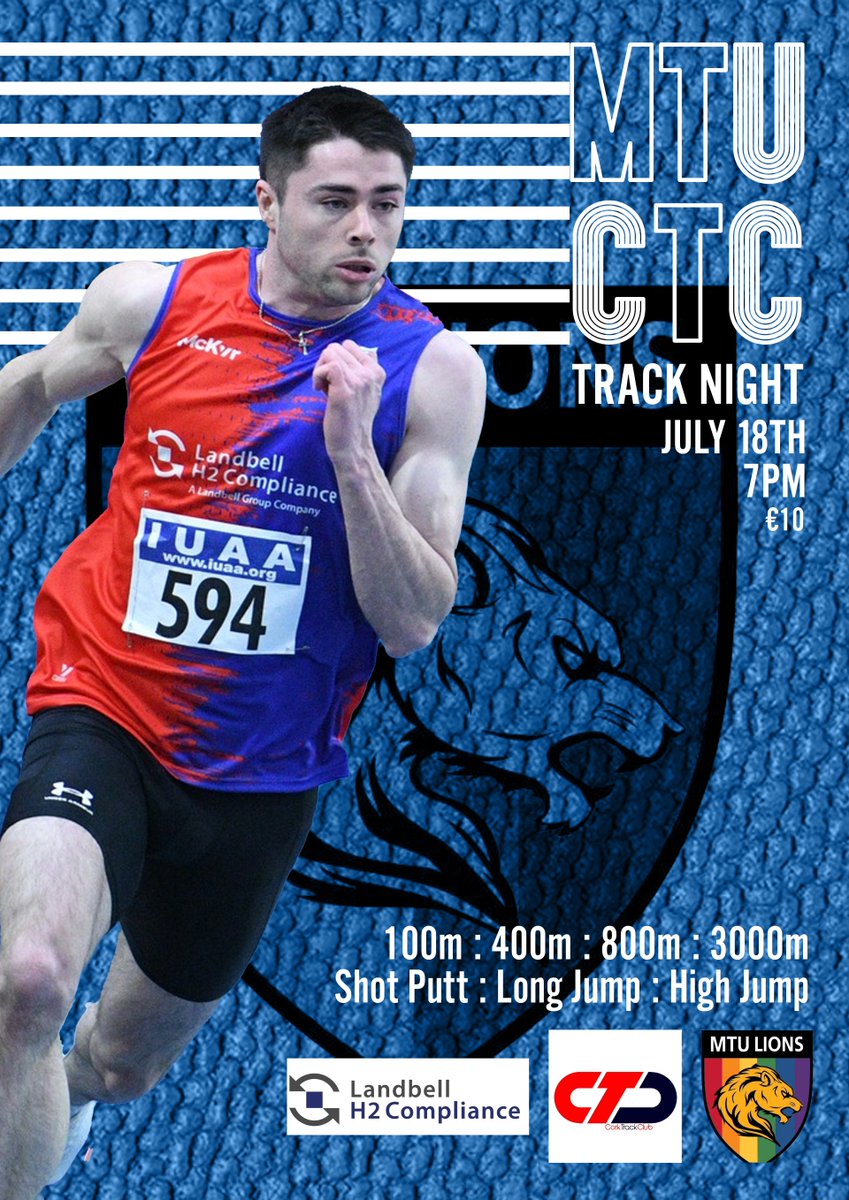 MTU Athletics Club (@athletics_mtu) on Twitter photo 🏃MTU/CTC Track Night 2025🏃
👏Places Filling up Fast at the Annual MTU/CTC Track Night
👉100m
👉400m
👉800m
👉3000m
👉Long Jump
👉High Jump
👉Shot
👉Javelin
🎟️All entries here: events.mtu.ie/index.cfm?page…
📩craig.harrington@mtu.ie 🏃MTU/CTC Track Night 2025🏃
👏Places Filling up Fast at the Annual MTU/CTC Track Night
👉100m
👉400m
👉800m
👉3000m
👉Long Jump
👉High Jump
👉Shot
👉Javelin
🎟️All entries here: events.mtu.ie/index.cfm?page…
📩craig.harrington@mtu.ie