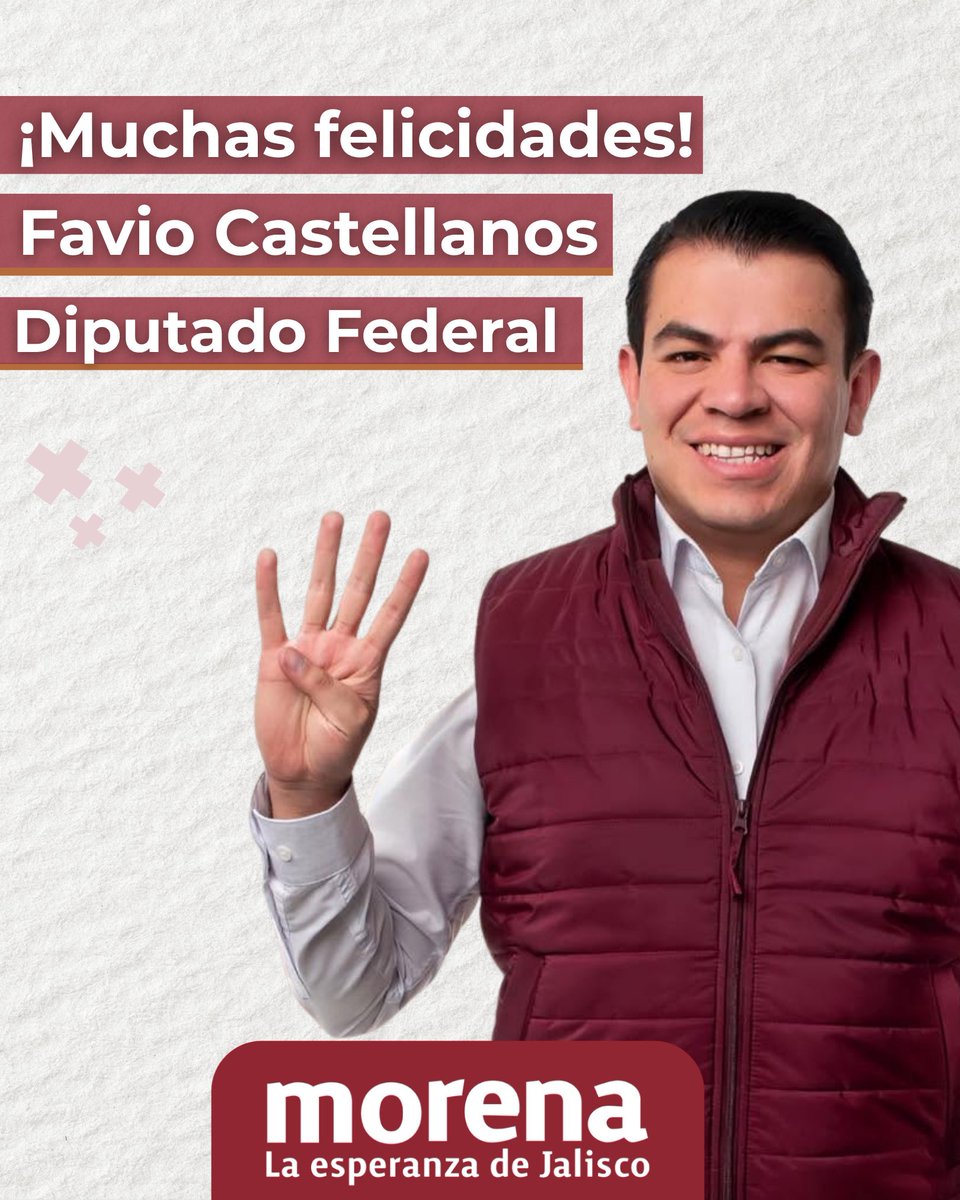 ¡Feliz cumpleaños al Diputado Federal <a href="/FavioCP/">Favio Castellanos</a> ! 🎂
Desde Morena Jalisco enviamos un afectuoso saludo al Diputado del Distrito 9, reconociendo su compromiso y trabajo en favor de nuestra gente. ¡Que sea un año de logros, salud y esperanza para seguir transformando juntos!