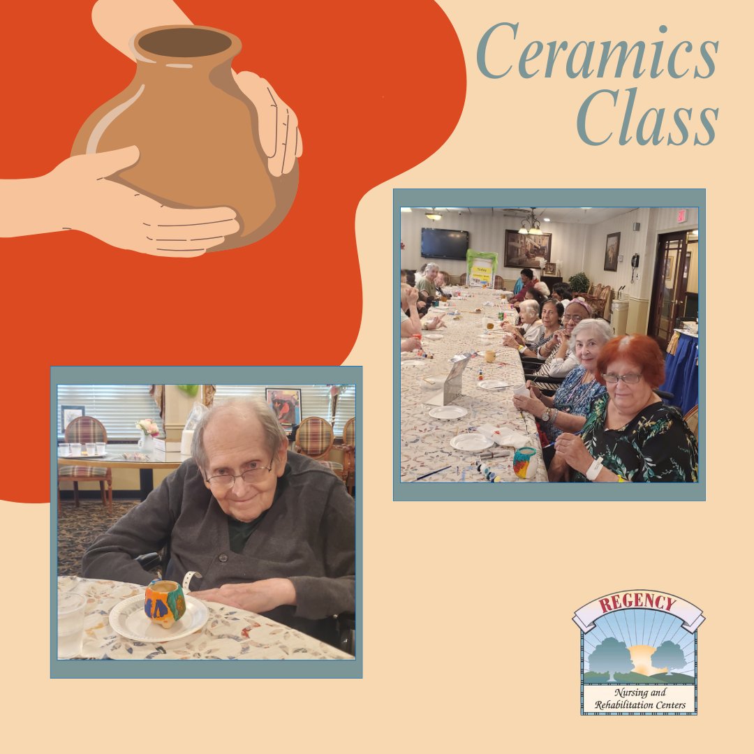RegencyNursing's tweet image. Ceramics Class at Regency!
Our residents got creative and hands-on in today’s ceramics class, shaping, painting, and having a blast! These moments of artistry and laughter make every day a little brighter.💙🖌️

#RegencyCreates #CeramicsClass #CreativeAging #ArtFromTheHeart