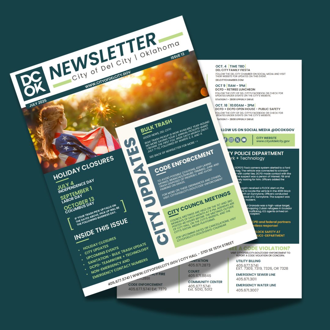 The quarterly newsletter is here!

JULY 2025 edition 🗞️

Click the link to view a digital copy:
cityofdelcity.gov/residents/news…
