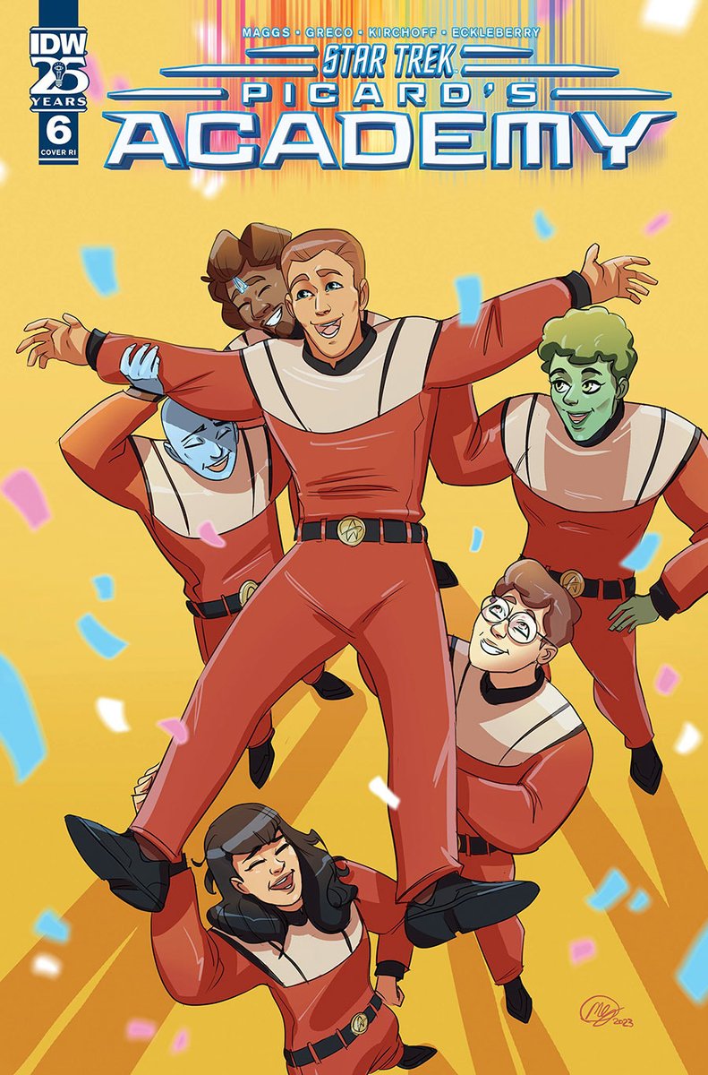 MeganHuang5's tweet image. old Star Trek: Picard's Academy variant cover. had fun with this one. I accidentally went to colors too early, but luckily paramount thought it was good to go haha. 

#startrek #startrekpicardsacademy #picard #idw #idwpublishing