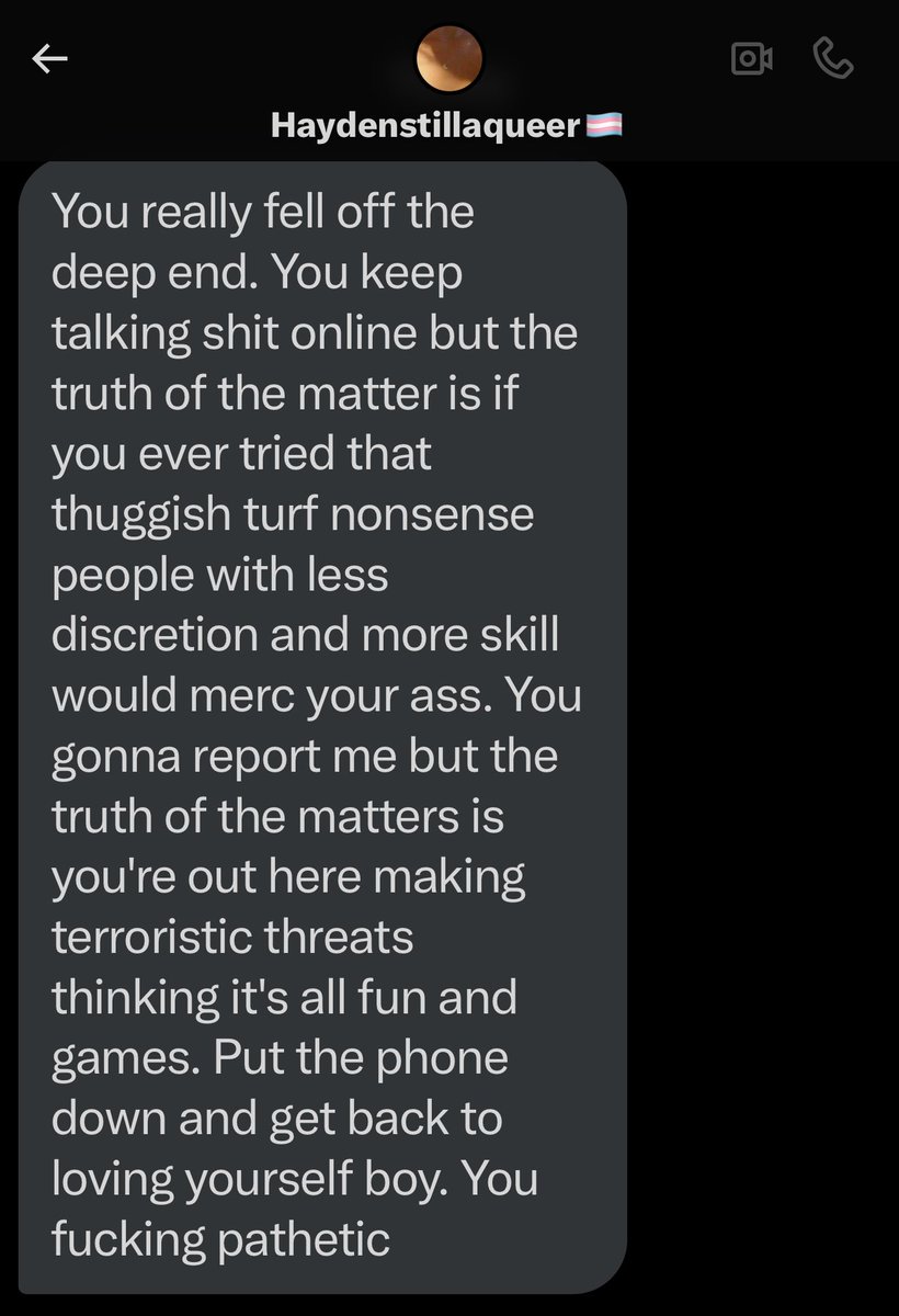 Come and try to kill me. I haven’t made any such threats. But I’m sure getting them from the lot of you. It’s either I need to die by their hand or my own according to trans activists.