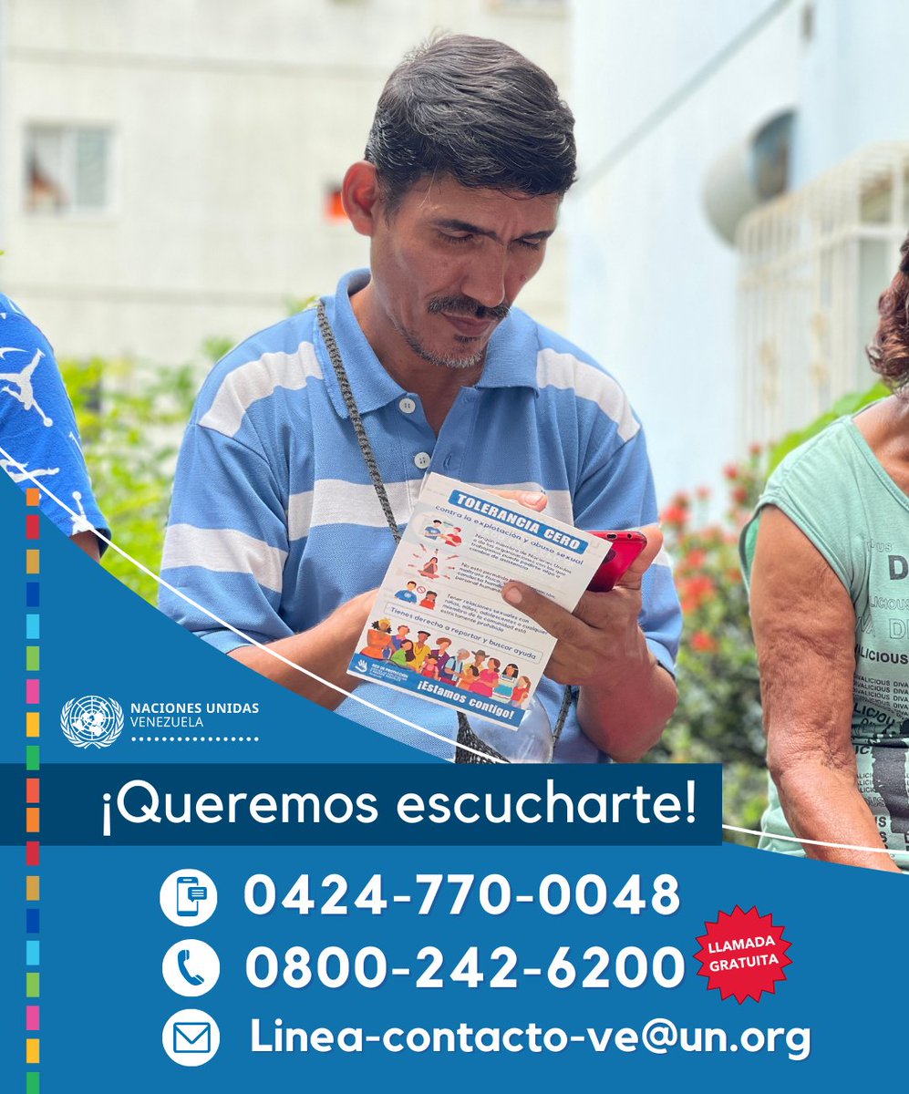 OCHA_Venezuela's tweet image. 💭#SabíasQue puedes comunicarte con la Línea de Contacto 🇺🇳 para conocer más sobre el trabajo de @onuvenezuela❓

Puedes contactar a la Línea a través de estos canales:

📞0800-242-6200 (Llamada gratis)
💬0424-770-0048 (WhatsApp)
📧LINEA-CONTACTO-VE@UN.ORG

#CrecemosEnComunidad